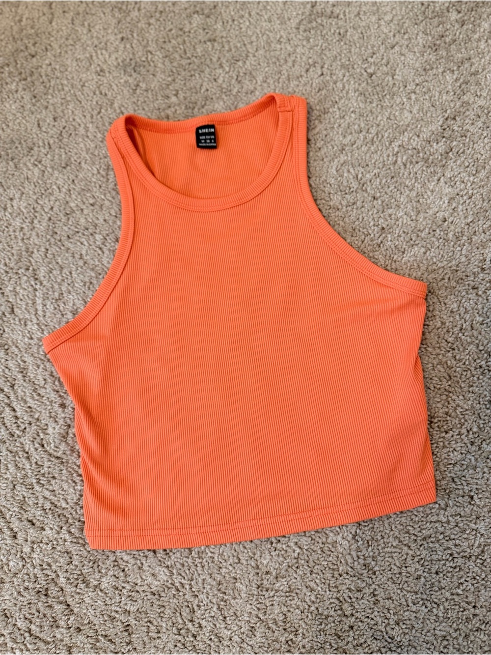 SHEIN Orange Ribbed Cropped Tank, Medium!